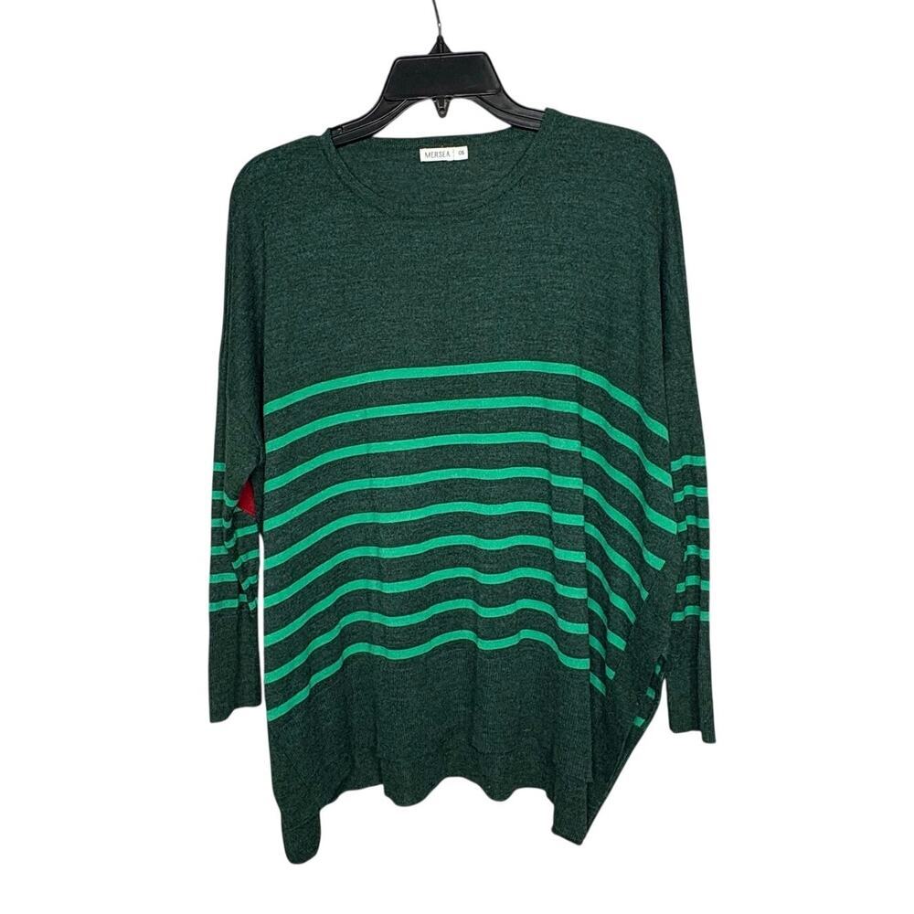 Mersea The Amour Alpine Clover Striped Heart Patch Pullover Sweater One Size - Picture 2 of 13